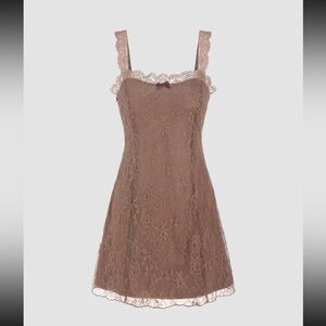 floral lace square neck mini dress